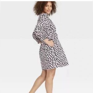 Who What Wear Polka Dot 3/4 Sleeve Button Down Dress Sz Large